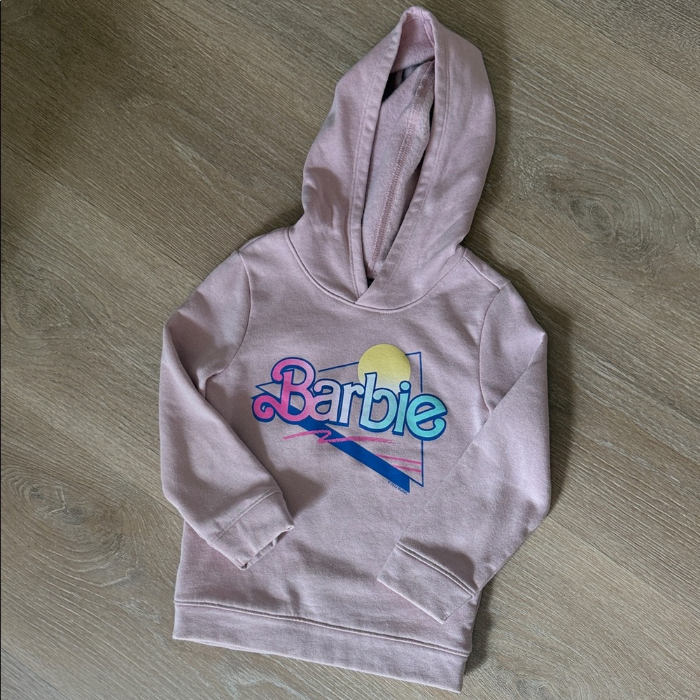 Barbie Light Pink Hoodie with Retro Multicolor Logo
